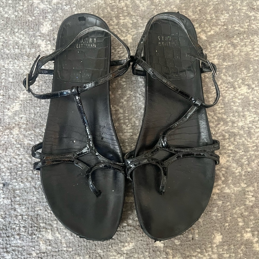 Stuart Weitzman Black Strappy Sandals